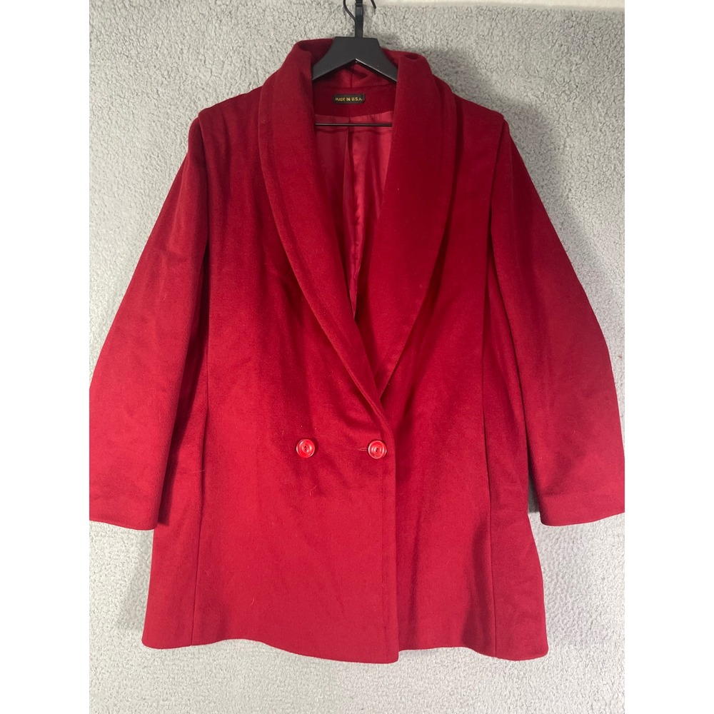 Worumbo 100% Wool Blazer Red Womens Vintage Coat Jacket Tailored USA M/L - Picture 6 of 13